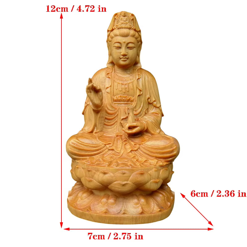 Natural Cypress Guanyin, Sakyamuni Buddha Characters Statue，Solid Wood Buddha Statues Home Room Office Feng Shui Art Statue