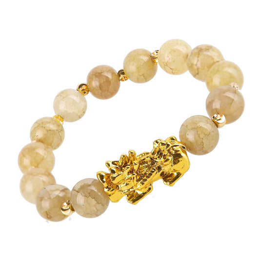 Fengshui Prosperity Bracelet 10Mm Natural Bead Bracelets Single Pi Xiu / Pi Yao Attract Wealth Health and Good Luck Wrist Chain