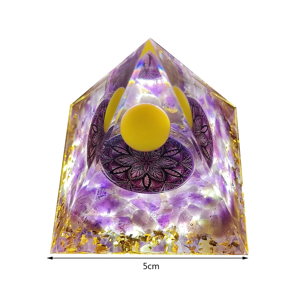 Natural Energy Healing Stone Crystal Orgonite Energy Pyramid Sculpture Symbolize Lucky Gather Home Office Decor Ornaments Gifts