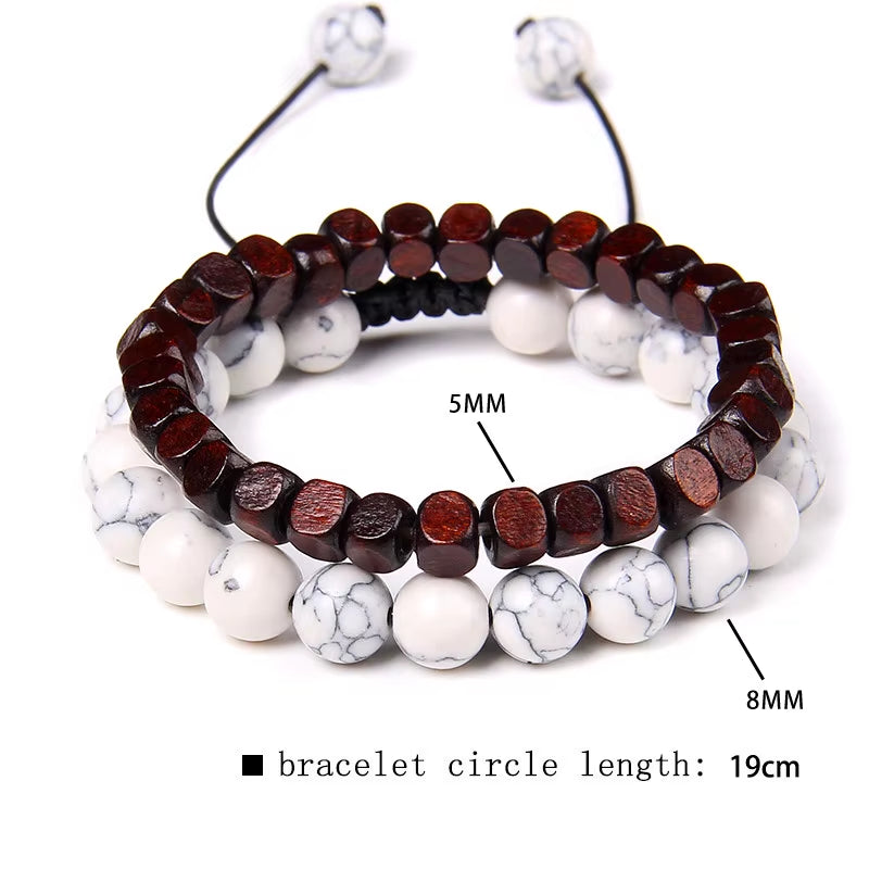 2 Pcs Chinese Feng Shui Obsidian Wood Bracelet Men Women Unisex Wristband Red Pixiu Charm Lucky Wealthy Women Bracelet Gift