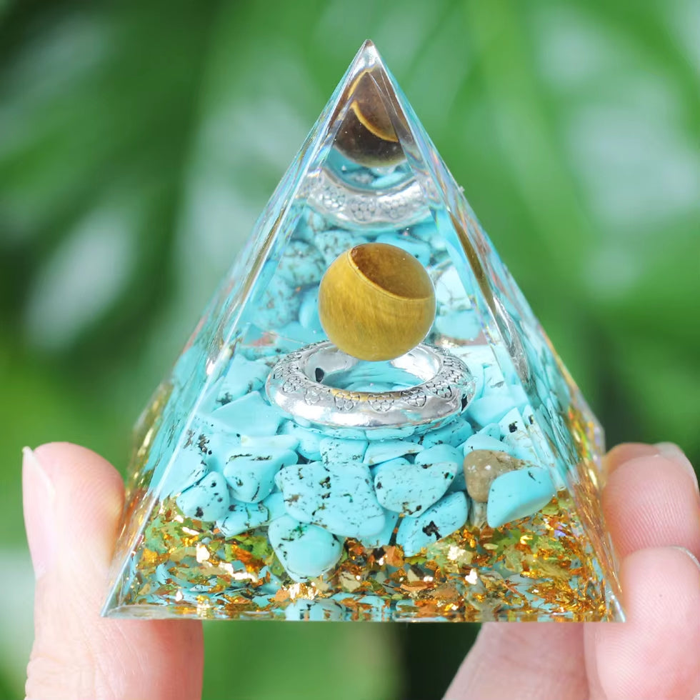 Energy Generator Orgone Pyramid Amethyst Peridot Healing Crystal Stone Home Decor Pyramid Ornament Meditation Tool Christmas Gif