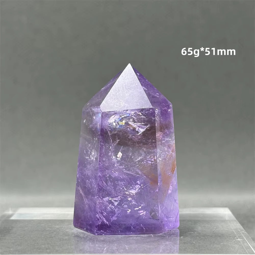 Natural Brazilian Amethyst Quartz Crystal Point Obelisk Hexagonal Wand Healing Reiki Witchcraft Meditation Energy Home Decor