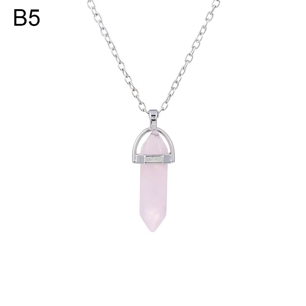 1Pc Hexagonal Chakra Crystal Pendant Neckalce Moon Stones Crystals Gemstone Divination Pendulum Crystal Therapy Chakra Gifts