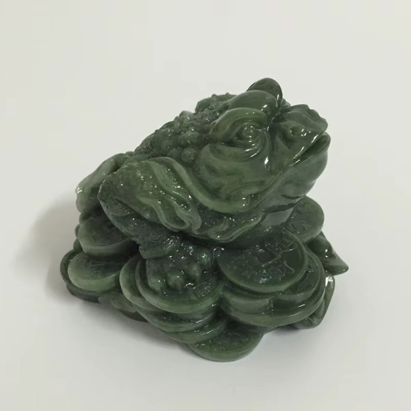 Money Buddha Statues Chinese Feng Shui Coin Three Legged Toad Frog Animal Statue Sculptures Home Decoration Man-Made Jade Stone