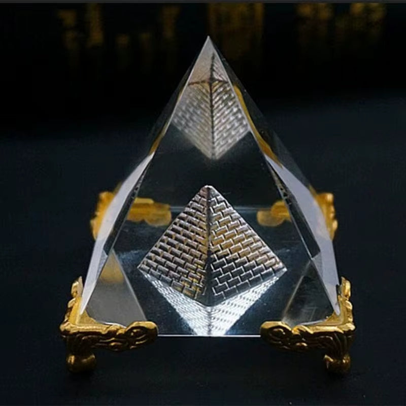 Energy Healing Small Feng Shui Egypt Egyptian Crystal Clear Pyramid Reiki Healing Prism Amulet Ornaments Desk Decor Gift