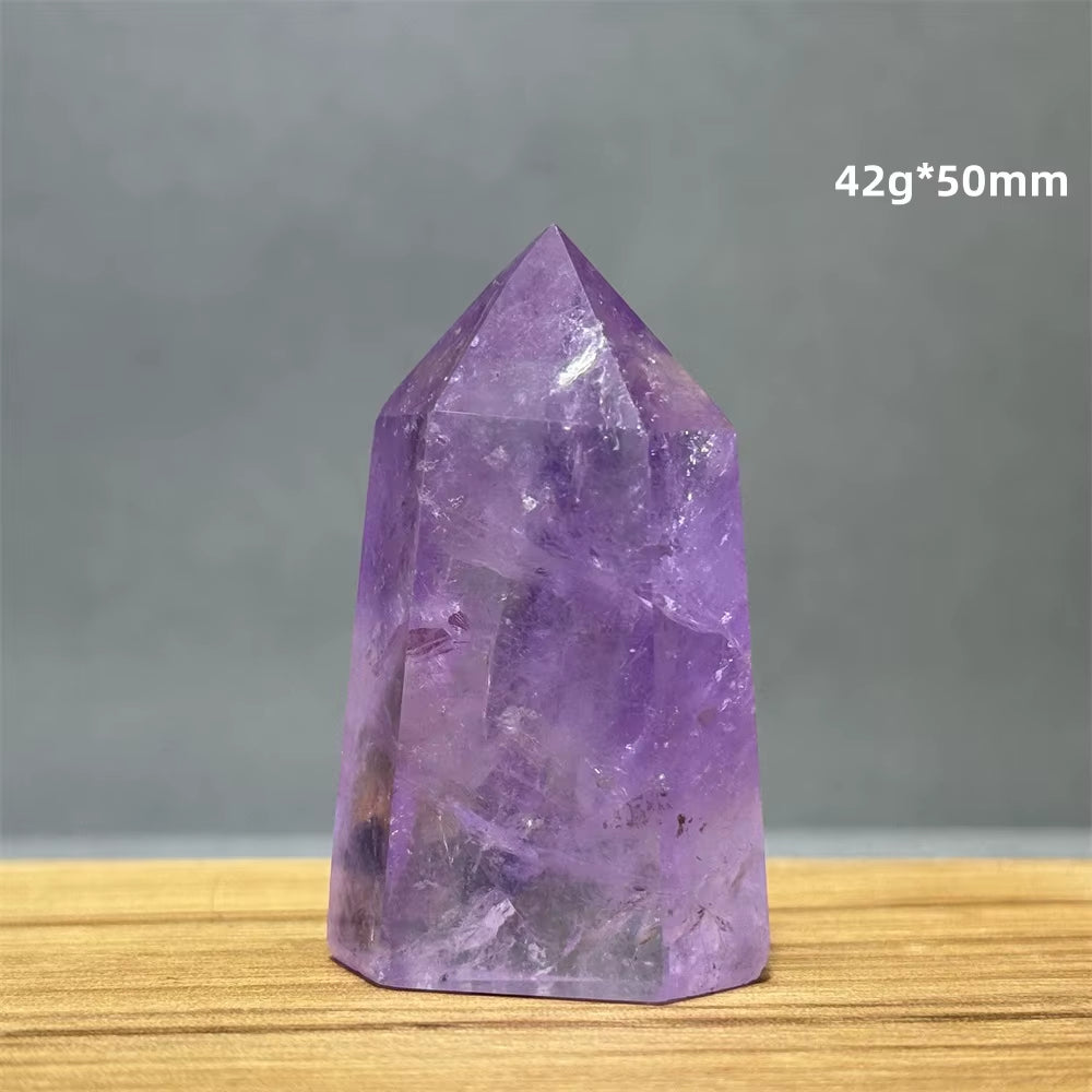 Natural Brazilian Amethyst Quartz Crystal Point Obelisk Hexagonal Wand Healing Reiki Witchcraft Meditation Energy Home Decor