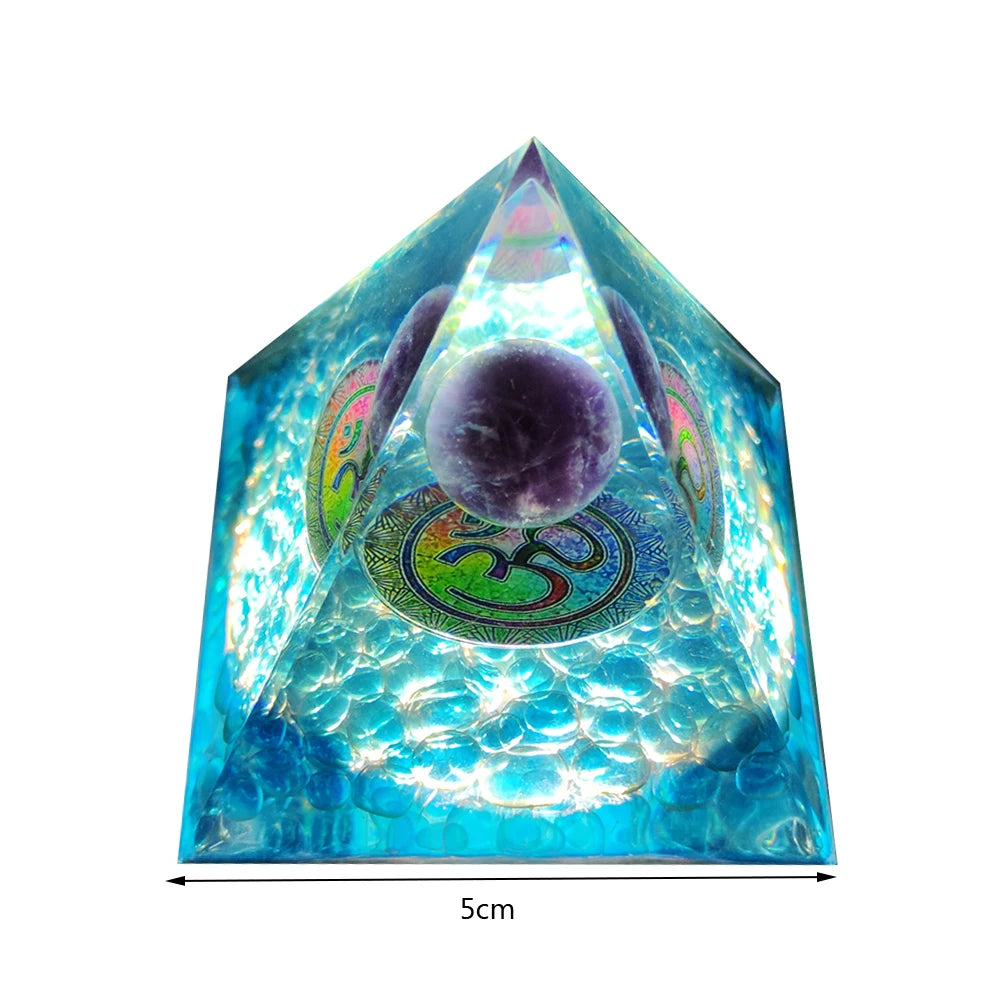 Natural Energy Healing Stone Crystal Orgonite Energy Pyramid Sculpture Symbolize Lucky Gather Home Office Decor Ornaments Gifts