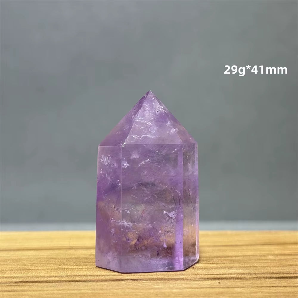 Natural Brazilian Amethyst Quartz Crystal Point Obelisk Hexagonal Wand Healing Reiki Witchcraft Meditation Energy Home Decor