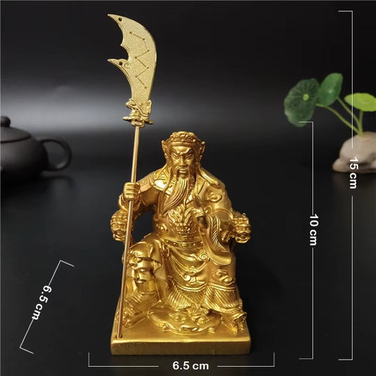 Chinese Guan Gong Buddha Statue Bronze Color Ornaments Resin Crafts Feng Shui Big Buddha Sculpture Figurines Home Decoration