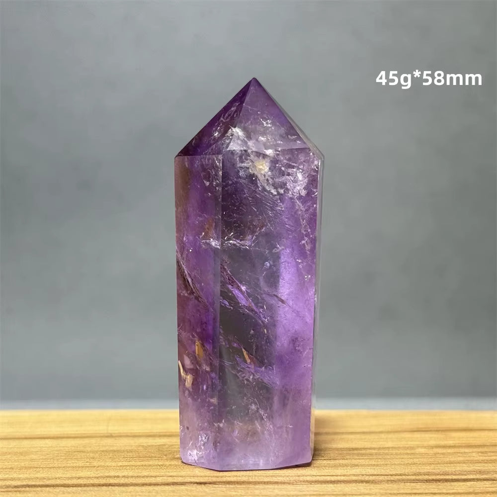 Natural Brazilian Amethyst Quartz Crystal Point Obelisk Hexagonal Wand Healing Reiki Witchcraft Meditation Energy Home Decor