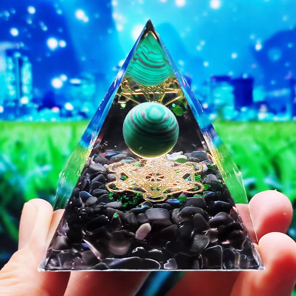 Energy Generator Orgone Pyramid Amethyst Peridot Healing Crystal Stone Home Decor Pyramid Ornament Meditation Tool Christmas Gif