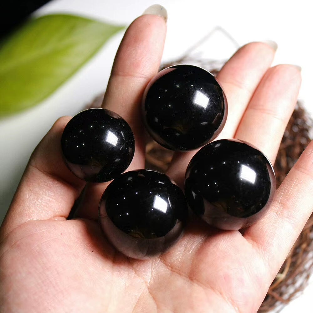 20-60Mm Asian Natural Black Obsidian Sphere Quartz Crystal Magic Ball Healing Reiki Rock Stone Collectibles without Base