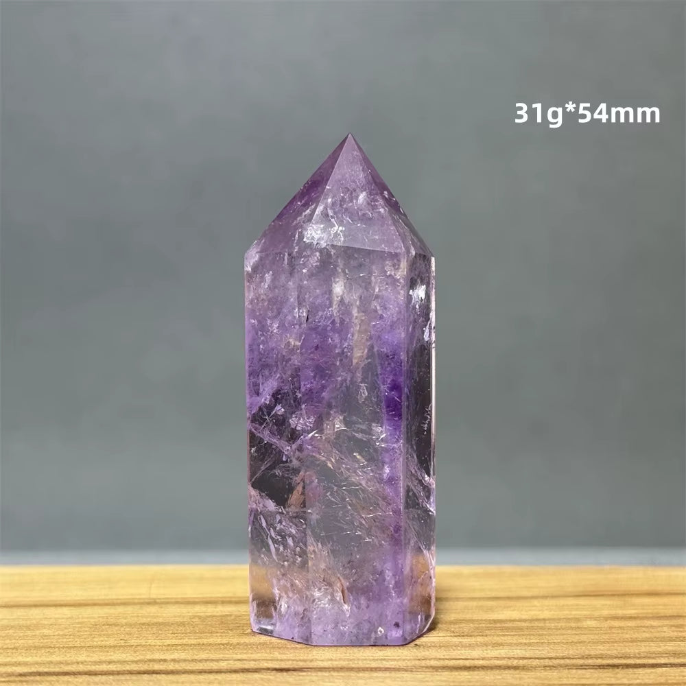 Natural Brazilian Amethyst Quartz Crystal Point Obelisk Hexagonal Wand Healing Reiki Witchcraft Meditation Energy Home Decor