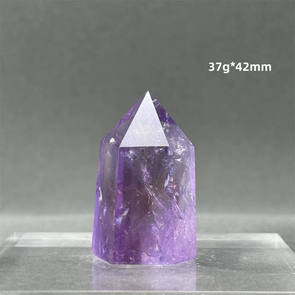 Natural Brazilian Amethyst Quartz Crystal Point Obelisk Hexagonal Wand Healing Reiki Witchcraft Meditation Energy Home Decor