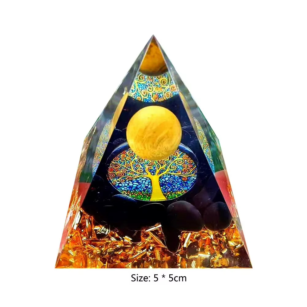 Energy Generator Orgone Pyramid Amethyst Peridot Healing Natural Crystal Reiki Chakra Generator Orgonite Pyramid Meditation Tool