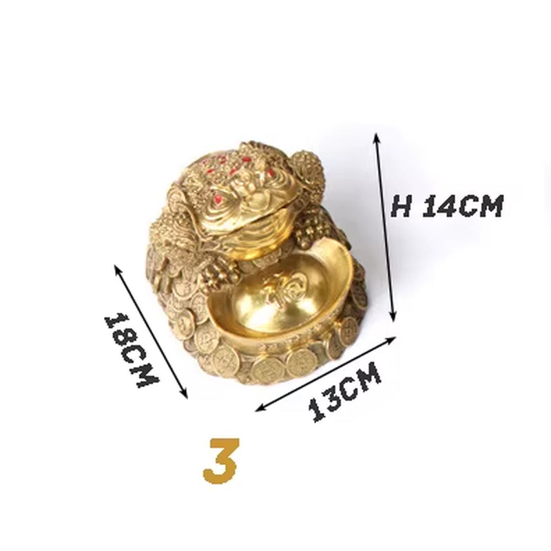 YES LUCKY Feng Shui Brass Three Legged Frog Toad Blessing Attracting Wealth Money Metal Statue Figurine Home Decoration Gift