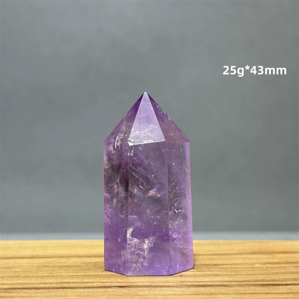 Natural Brazilian Amethyst Quartz Crystal Point Obelisk Hexagonal Wand Healing Reiki Witchcraft Meditation Energy Home Decor