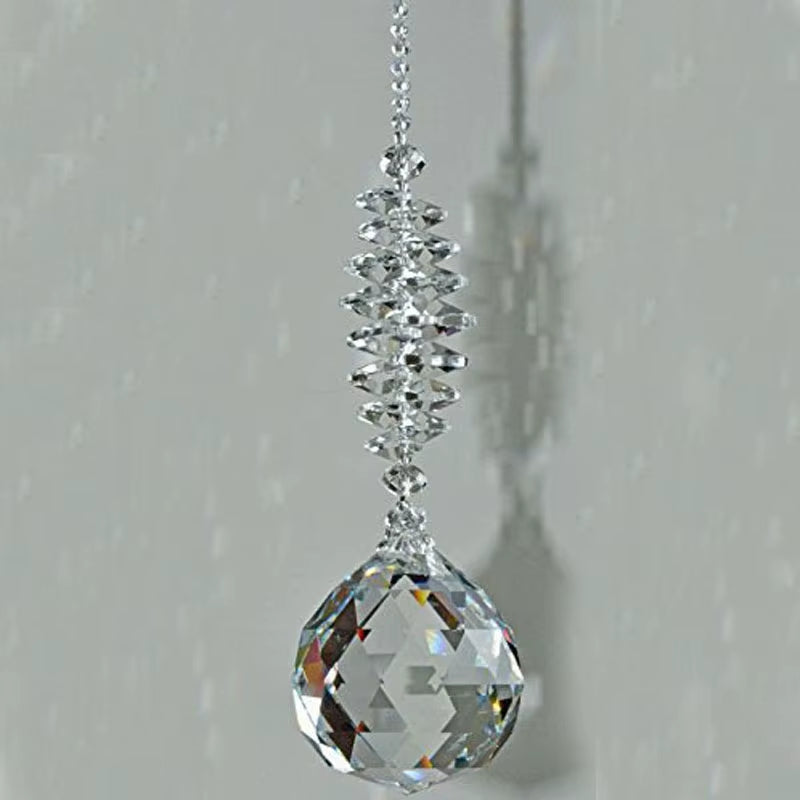 1PCS Clear Crystal Prism Ball Pendulum Feng Shui Pendant Hanging Rainbow Suncatcher Window Decor