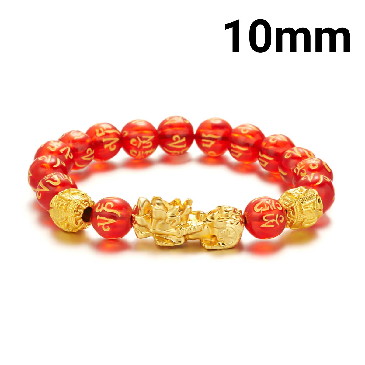 Buddhism Feng Shui Obsidian Stone Beads Bracelet Men Women Unisex Brave Troops Wristband Gold Color Pixiu Wealth Lucky Bracelets