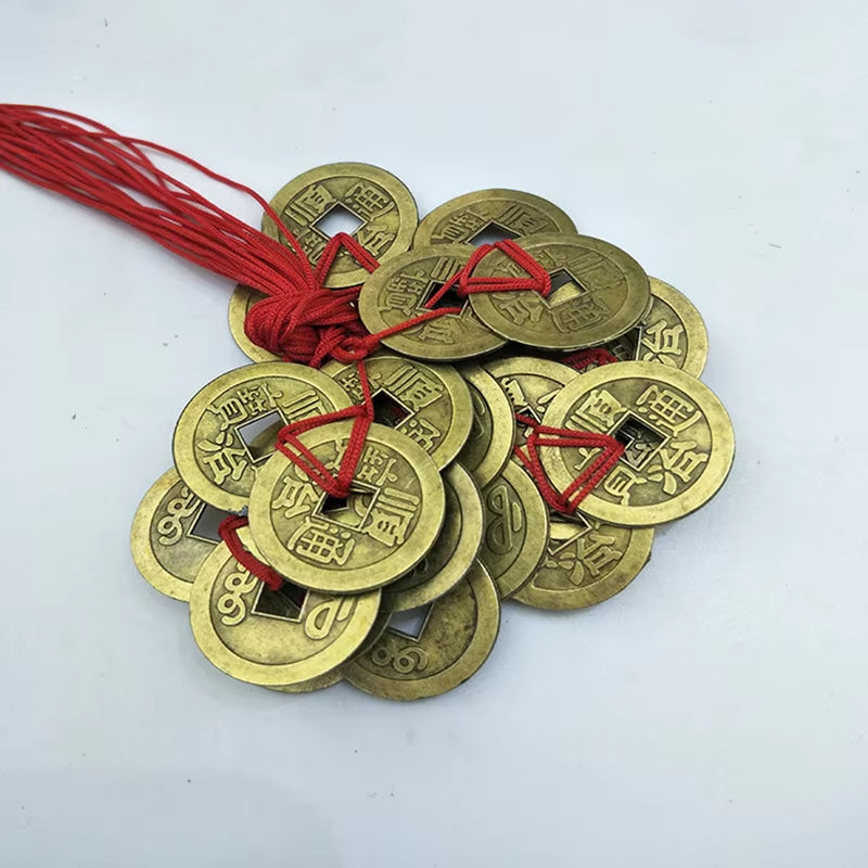 2 Sets of 3 Chinese Feng Shui Coins for Wealth and Success Lucky Oriental Emperor Qing Money Antique Pendant Best Wishes Gifts