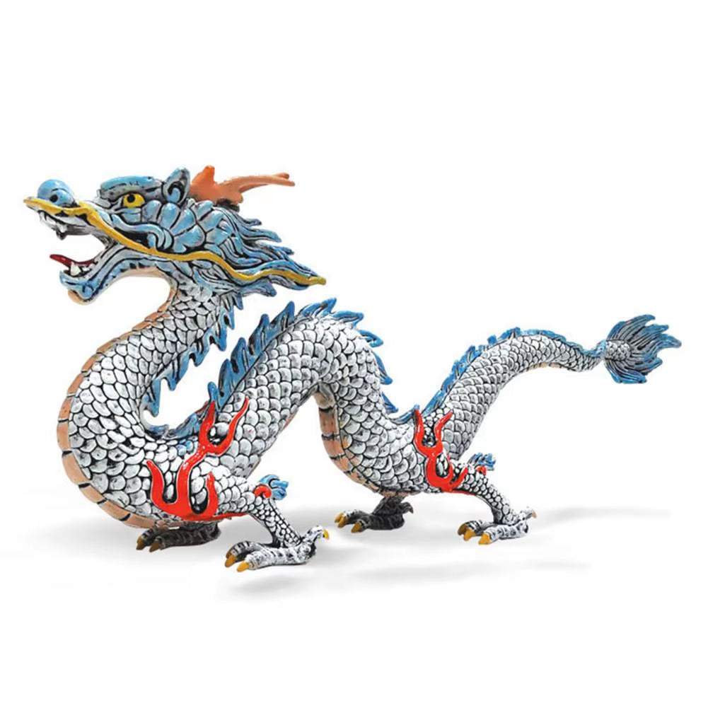 Simulation Chinese Mythological Dragon Animals Model Ornament Trendy Chinese Feng Shui Dragon Statue for Home Decor Kids Gifts