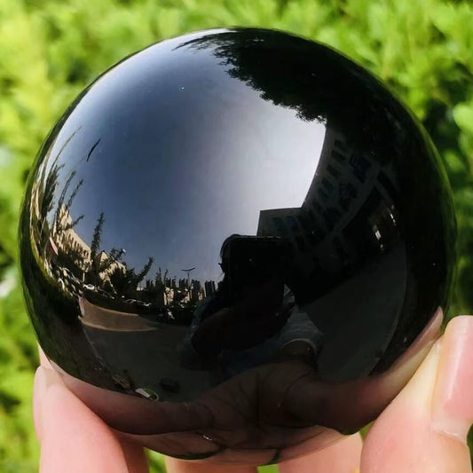 Natural Black Obsidian Sphere Healing Crystal Magic Ball Reiki Stones Feng Shui Sphere Collectibles Home Decor without Base