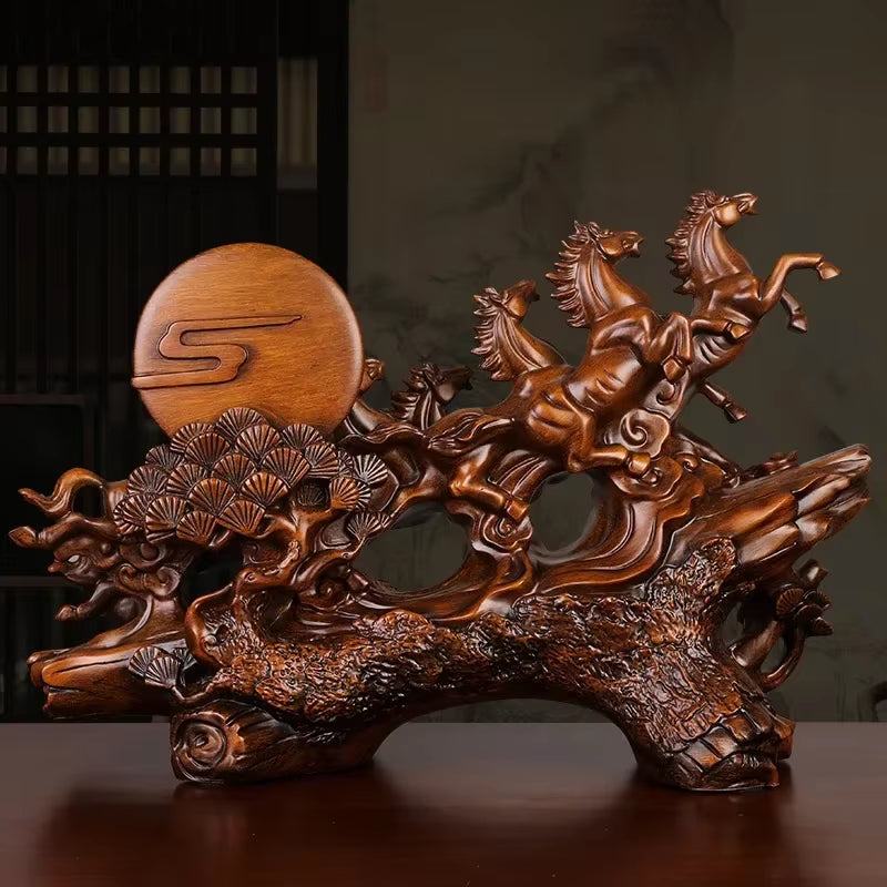 1 Pc Resin Steed Ornaments Feng Shui Crafts Living Room Home Decoration Opening Housewarming Gift Chinese Style Statue Sculpture