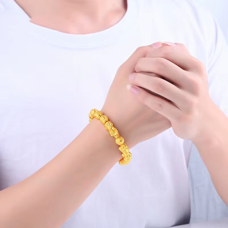 Fengshui Prosperity Bracelet 10Mm Natural Bead Bracelets Single Pi Xiu / Pi Yao Attract Wealth Health and Good Luck Wrist Chain