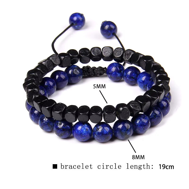 2 Pcs Chinese Feng Shui Obsidian Wood Bracelet Men Women Unisex Wristband Red Pixiu Charm Lucky Wealthy Women Bracelet Gift