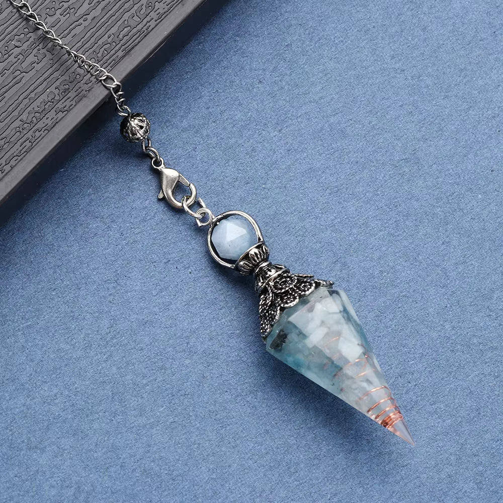 1Pc Hexagonal Chakra Crystal Pendant Neckalce Moon Stones Crystals Gemstone Divination Pendulum Crystal Therapy Chakra Gifts