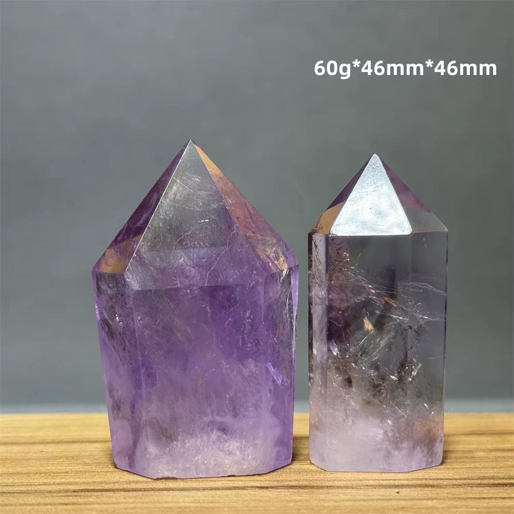 Natural Brazilian Amethyst Quartz Crystal Point Obelisk Hexagonal Wand Healing Reiki Witchcraft Meditation Energy Home Decor