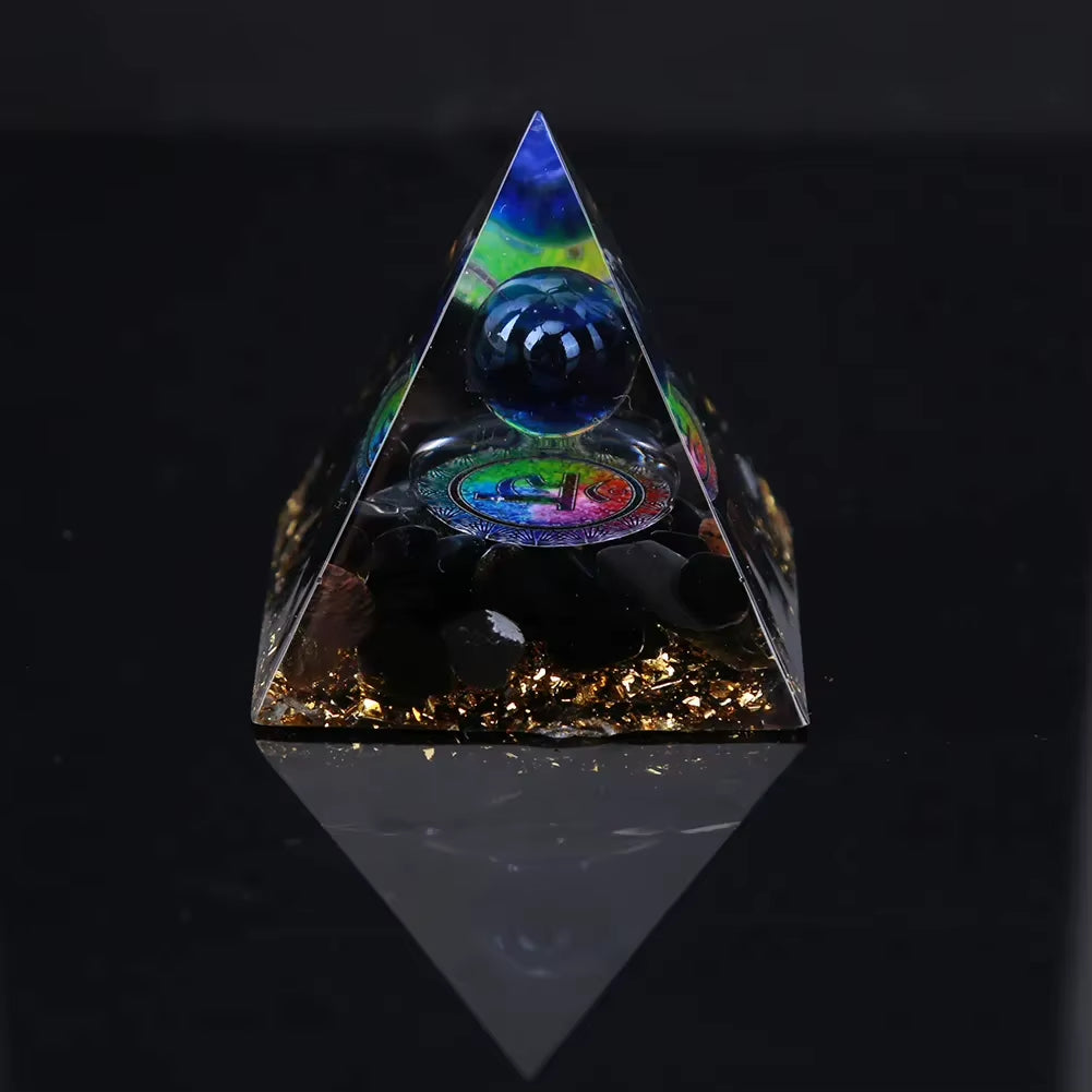 Energy Generator Orgone Pyramid Amethyst Peridot Healing Natural Crystal Reiki Chakra Generator Orgonite Pyramid Meditation Tool