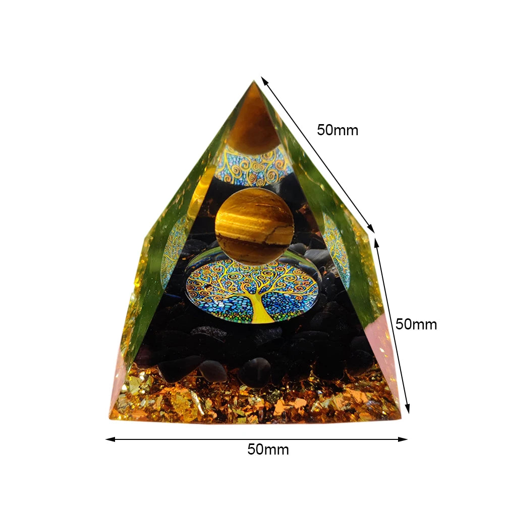 Natural Energy Healing Stone Crystal Orgonite Energy Pyramid Sculpture Symbolize Lucky Gather Home Office Decor Ornaments Gifts