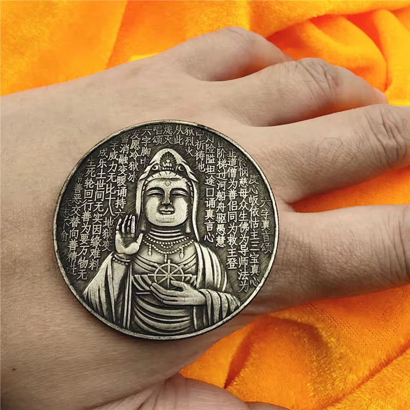 Guanyin Coins HOME WALL DÉCOR Large Silver Dollar Commemorative Collection Feng Shui Lucky Gift