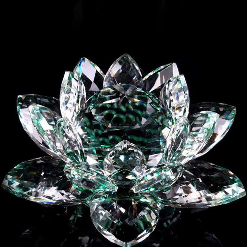 60Mm Crystal Lotus Flower Glass Figurines Flowers Candle Tea Light Holder Paperweight Ornament Feng Shui Decorative Collection