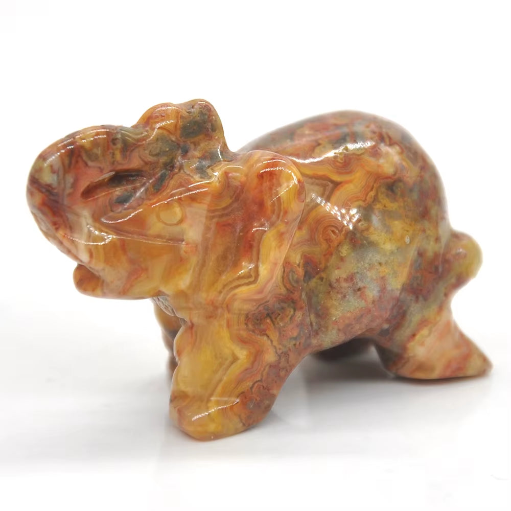 2" Lucky Natural Healing Crystal Elephant Tortoise Cat Dog Wolf Snake Fox Statue Animal Stone Carving Ornament Office Decor Gift