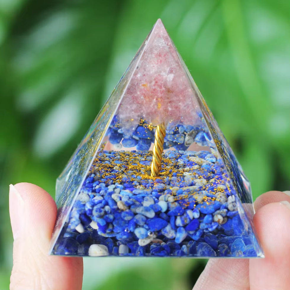 Energy Generator Orgone Pyramid Amethyst Peridot Healing Crystal Stone Home Decor Pyramid Ornament Meditation Tool Christmas Gif