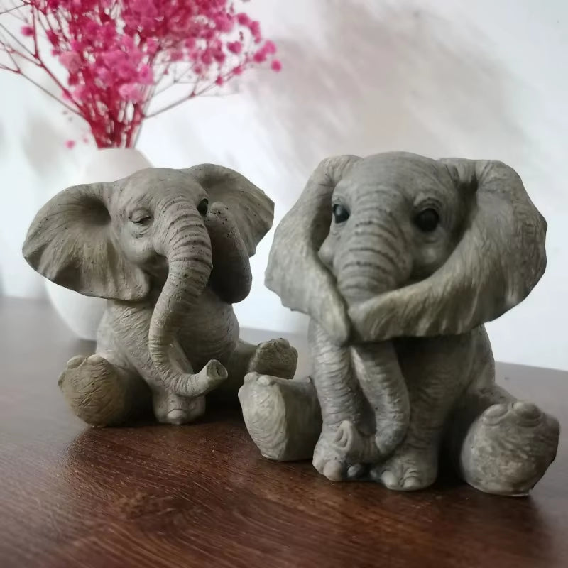 3 Kinds of Resin Baby Elephant Decoration Lucky Feng Shui Gray Elephant Doll Creative Cute Elephant Doll Home Decoration