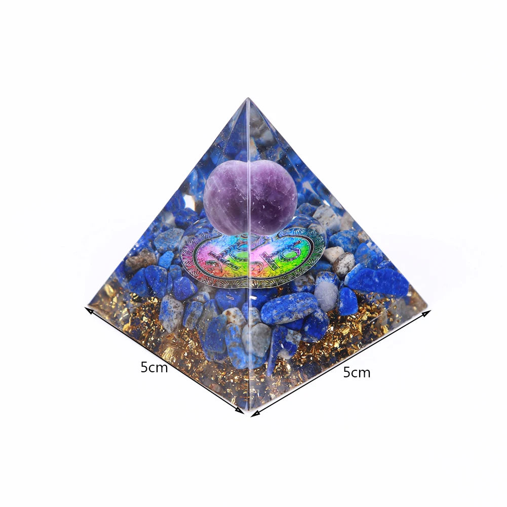 Natural Energy Healing Stone Crystal Orgonite Energy Pyramid Sculpture Symbolize Lucky Gather Home Office Decor Ornaments Gifts