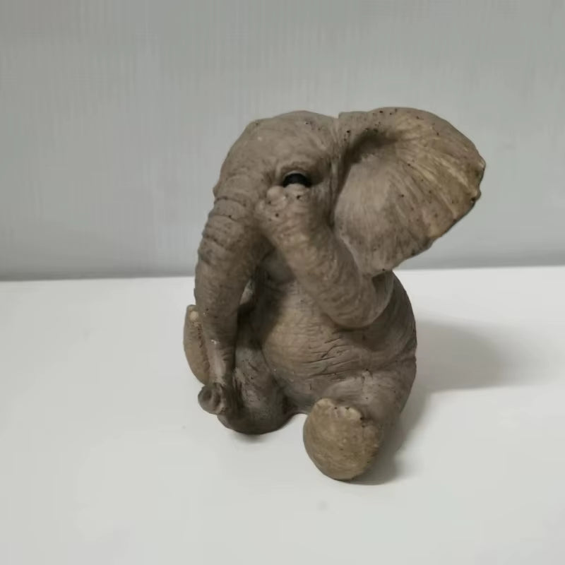 3 Kinds of Resin Baby Elephant Decoration Lucky Feng Shui Gray Elephant Doll Creative Cute Elephant Doll Home Decoration