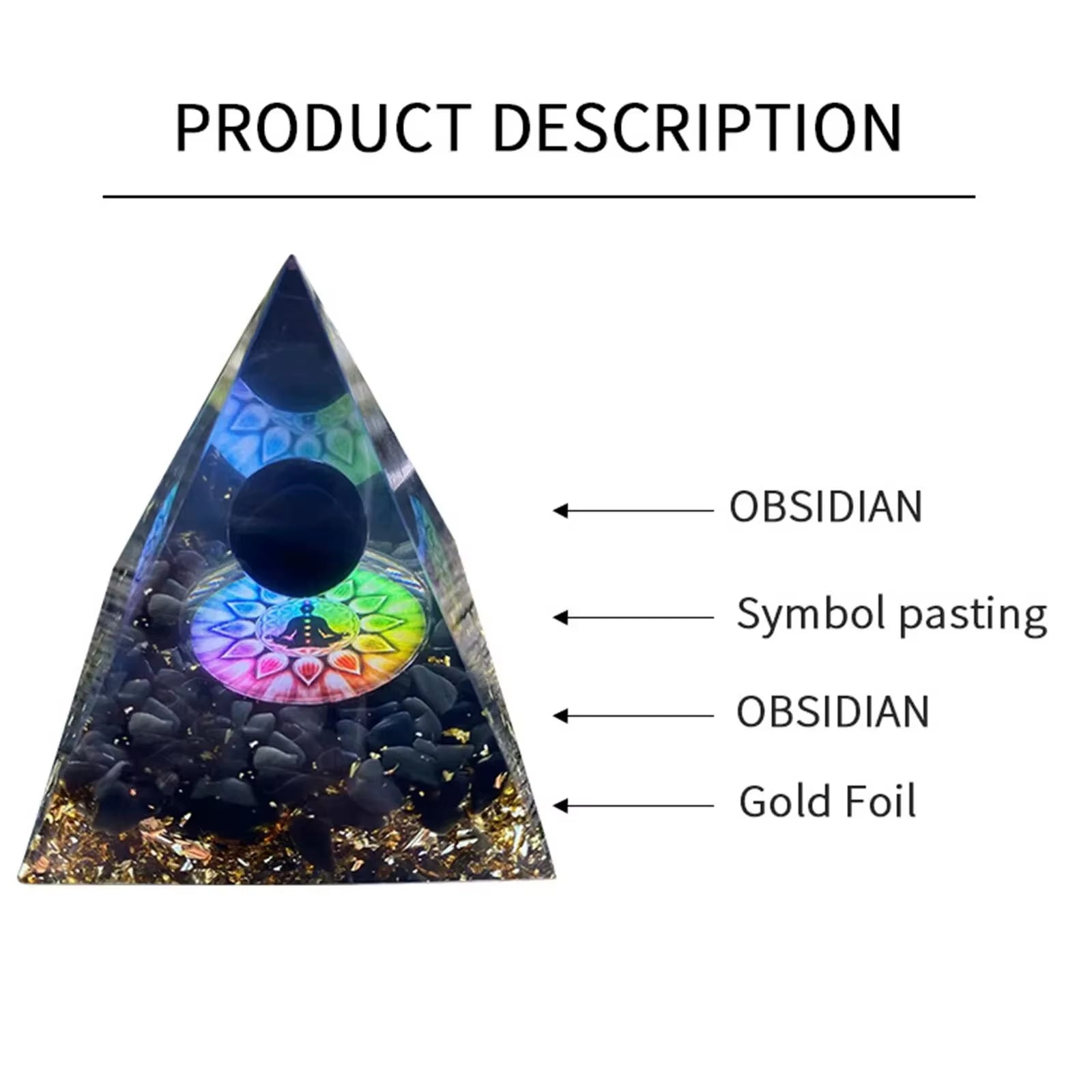 Energy Generator Orgone Pyramid Amethyst Peridot Healing Natural Crystal Reiki Chakra Generator Orgonite Pyramid Meditation Tool