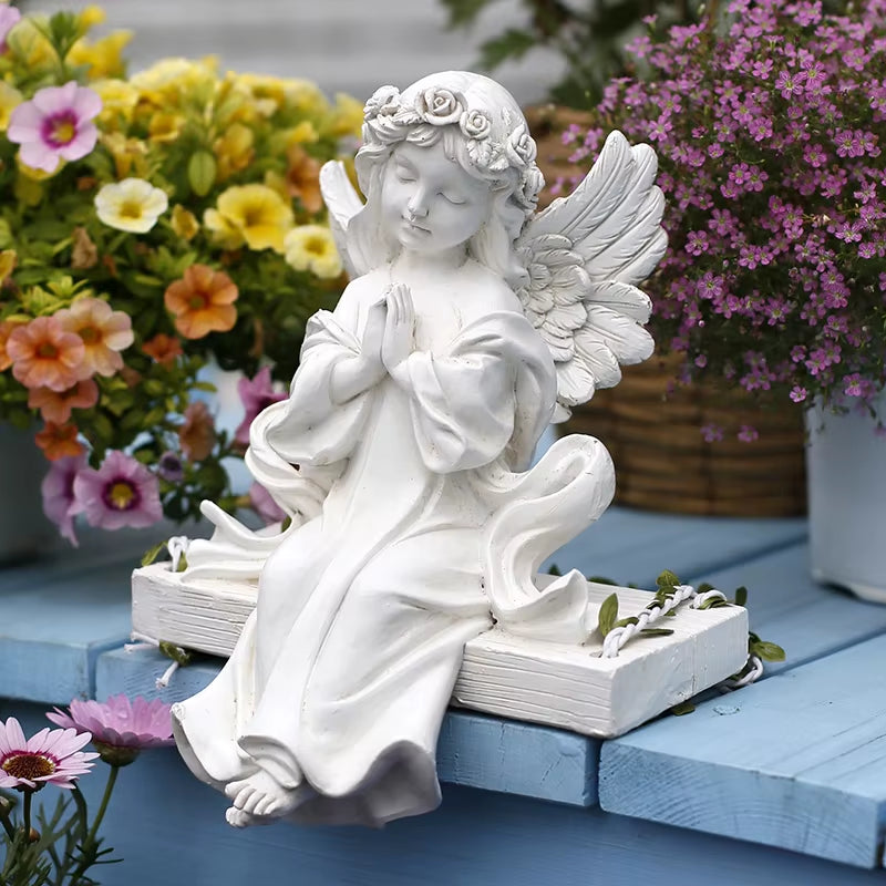 Fairy Garden Swing Angel Girl Resin Statues Feng Shui Outdoor Homestay Ornaments Crafts Home Yard Balcony Accessories Decoration