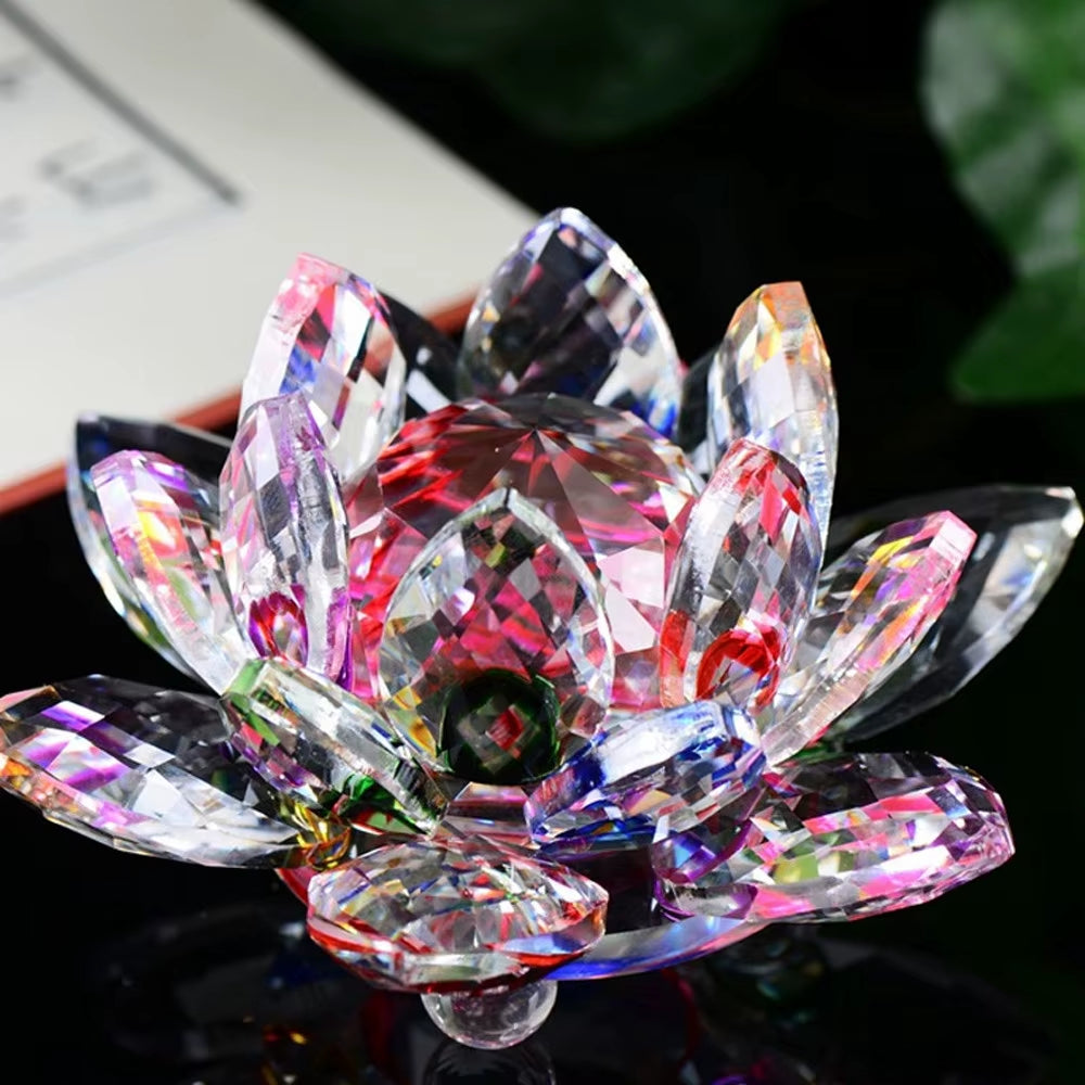 60Mm Crystal Lotus Flower Glass Figurines Flowers Candle Tea Light Holder Paperweight Ornament Feng Shui Decorative Collection