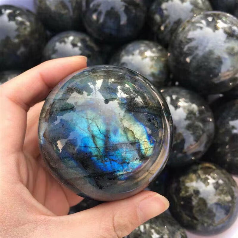 Natural Labradorite Crystal Orb Gemstone Sphere Ball Reiki Healing