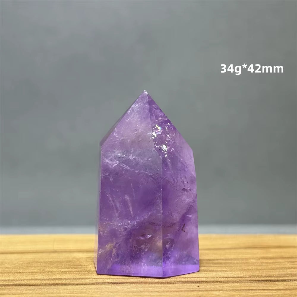 Natural Brazilian Amethyst Quartz Crystal Point Obelisk Hexagonal Wand Healing Reiki Witchcraft Meditation Energy Home Decor