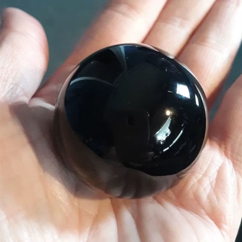 20-60Mm Asian Natural Black Obsidian Sphere Quartz Crystal Magic Ball Healing Reiki Rock Stone Collectibles without Base