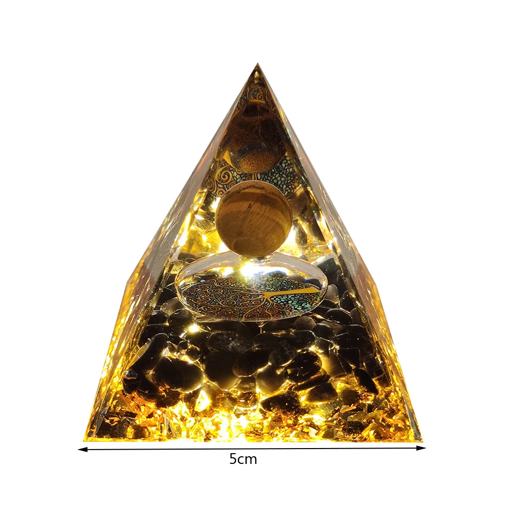 Natural Energy Healing Stone Crystal Orgonite Energy Pyramid Sculpture Symbolize Lucky Gather Home Office Decor Ornaments Gifts