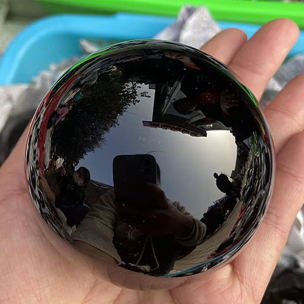 Natural Black Obsidian Sphere Healing Crystal Magic Ball Reiki Stones Feng Shui Sphere Collectibles Home Decor without Base