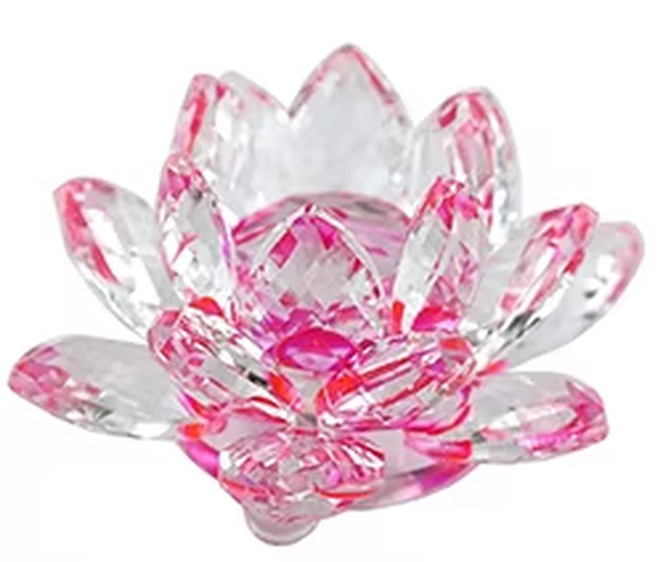 80Mm Colorful Crystal Glass Lotus Flower Natural Stones Feng Shui Crystal Flowers for Wedding Souvenirs