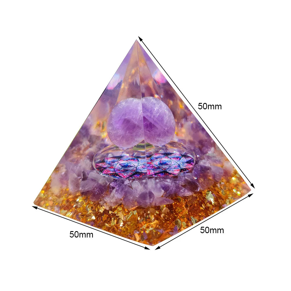 Natural Energy Healing Stone Crystal Orgonite Energy Pyramid Sculpture Symbolize Lucky Gather Home Office Decor Ornaments Gifts